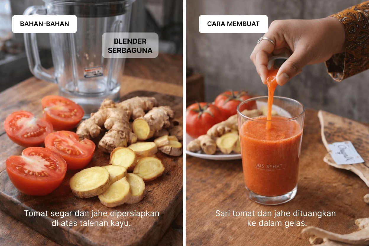 Rutinitas Minuman Jahe dan Tomat Sederhana yang Mendukung Energi dan Fokus Harian Secara Alami