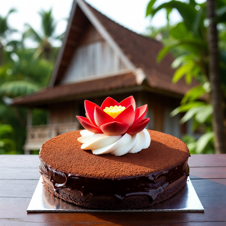 Kue Kopi Cokelat dengan Topping Krim Lotus