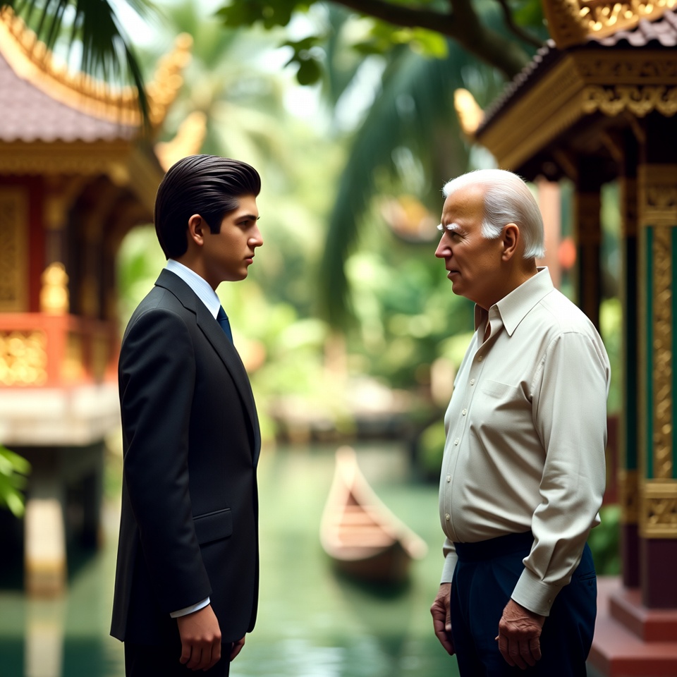 Barron Trump menunjukkan jati dirinya saat berhadapan langsung dengan Joe Biden