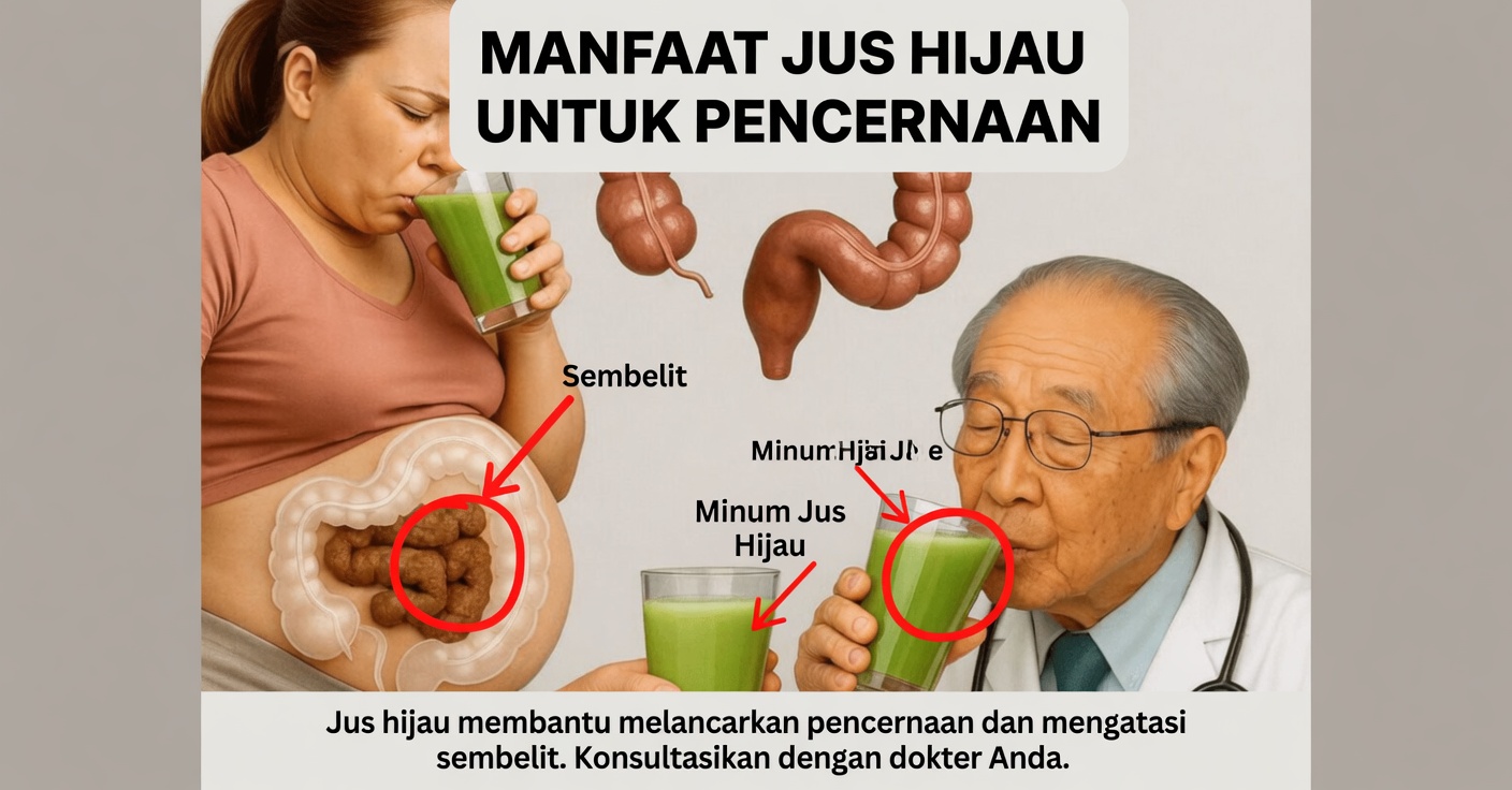 Jus hijau untuk membersihkan usus besar dan mengempiskan perut