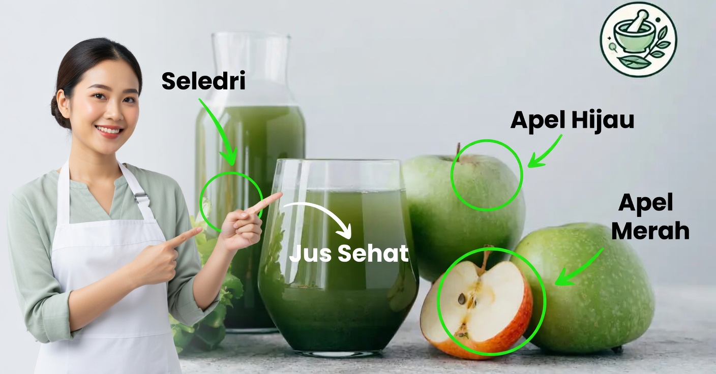 Jus alami seledri dan apel hijau